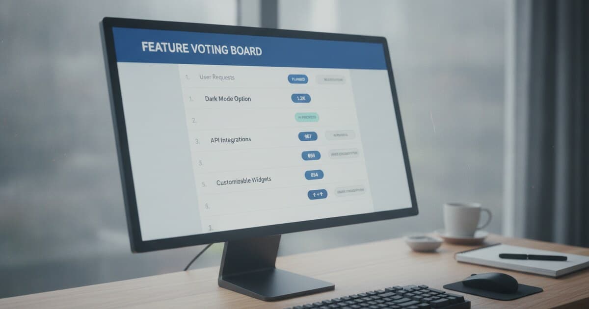 A feature voting board dashboard showing ranked user requests with vote counts