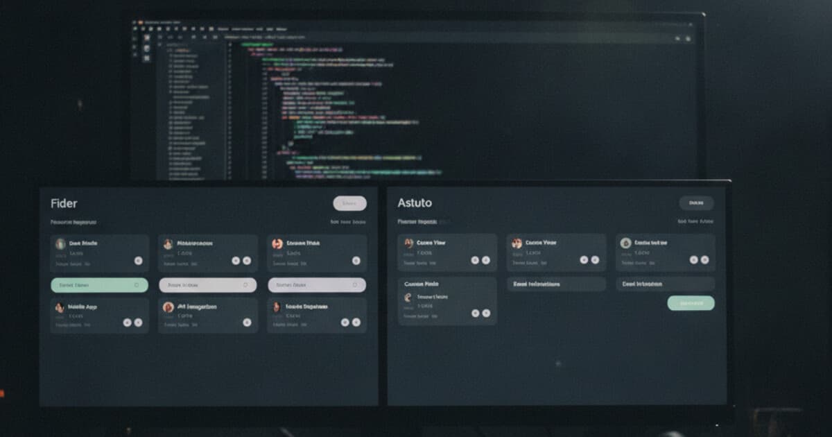 Split comparison of Fider and Astuto open source feature request boards displayed on a developer laptop