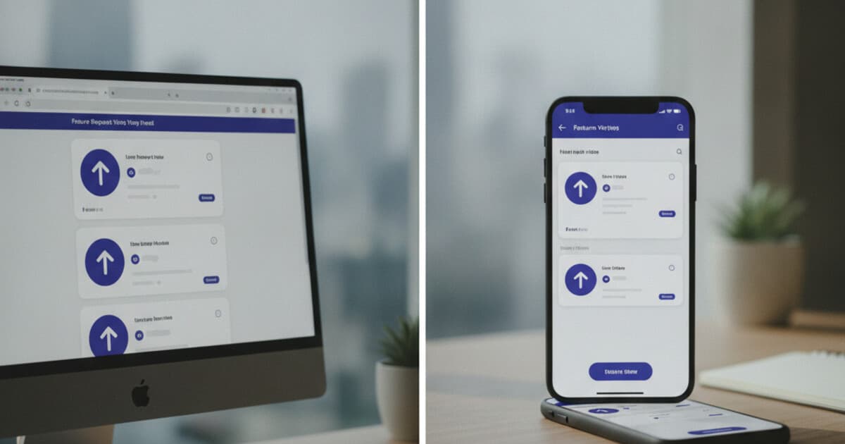 ProductLift vs pick a feature comparison showing web portal vs Flutter in-app widget