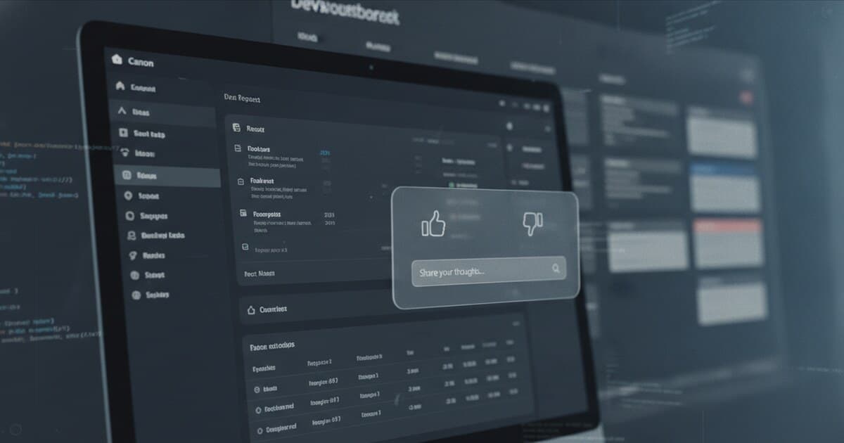 React feedback widget comparison showing pick a feature, UserJot, and PushFeedback options