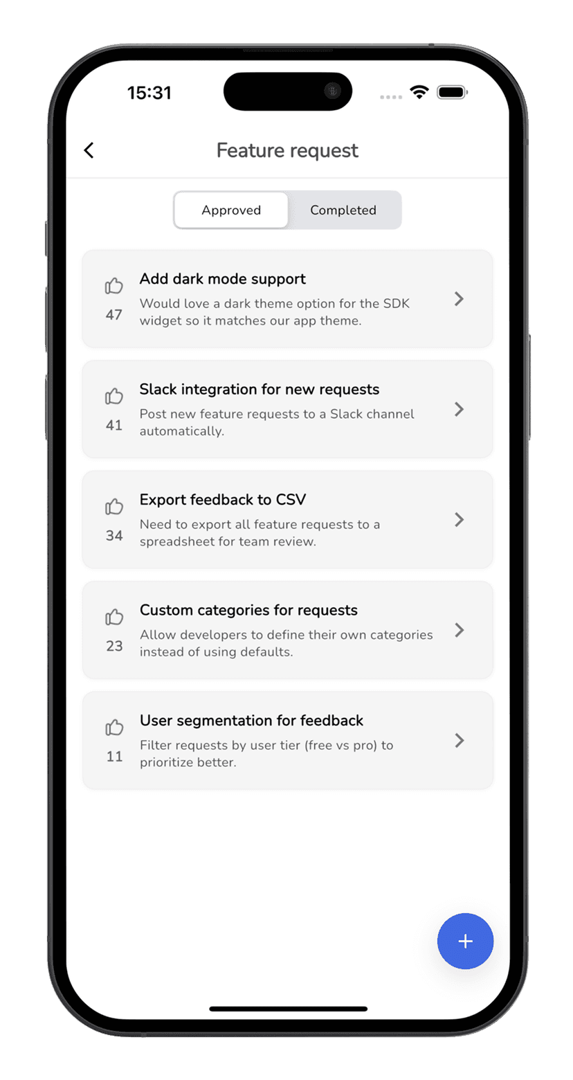 pick a feature Flutter SDK - what your users see